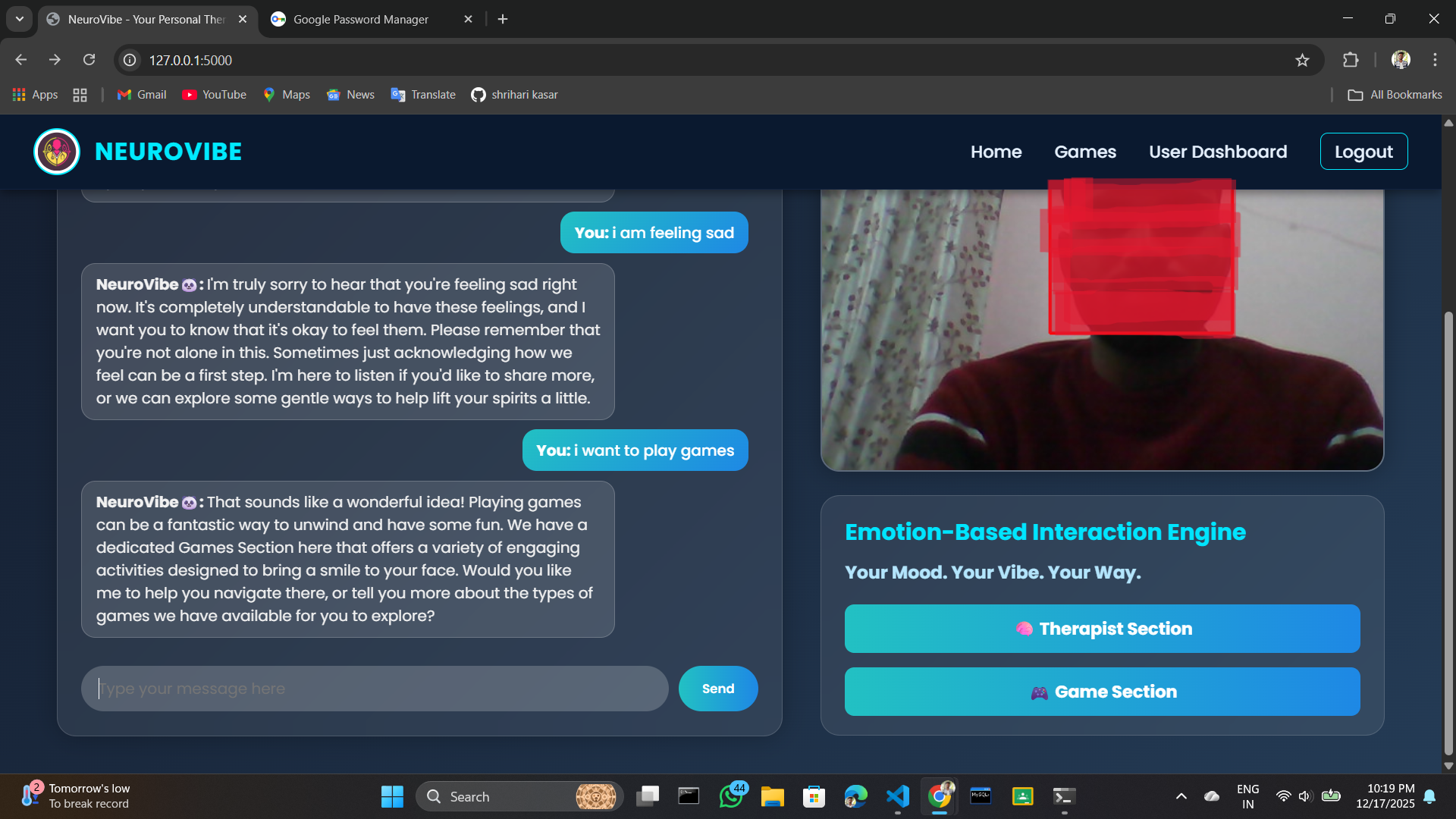NeuroVibe AI Mental Health System